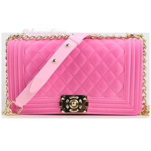 Pink velvet handbag